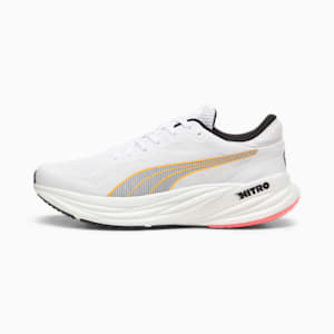 Tenis de correr Magnify NITRO 2 para hombre, PUMA White-Sun Stream-Sunset Glow, extralarge